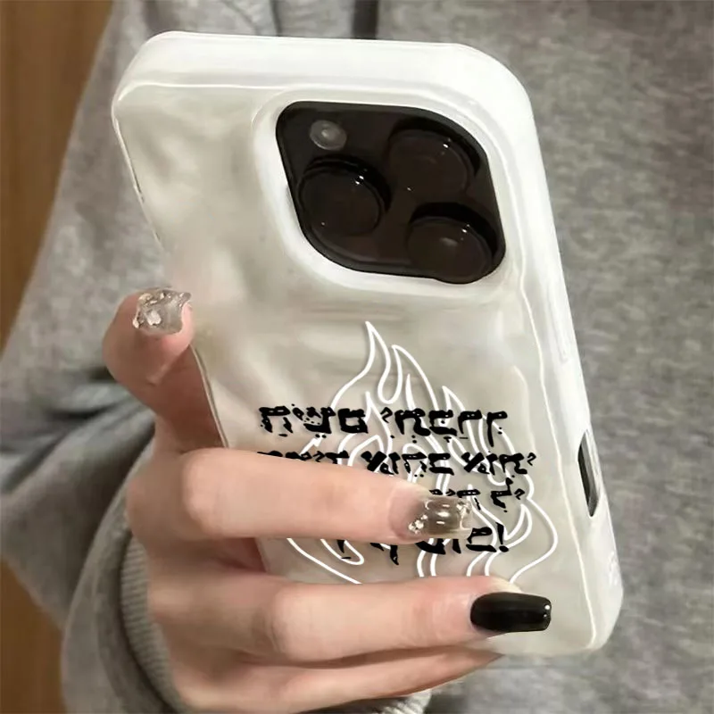 New Fashion Flame Pattern Silicone Soft Phone Case for iPhone 17 16 15 14 13 12 11 Pro Max 17 Air Folds Texture Shockproof Cover view 6