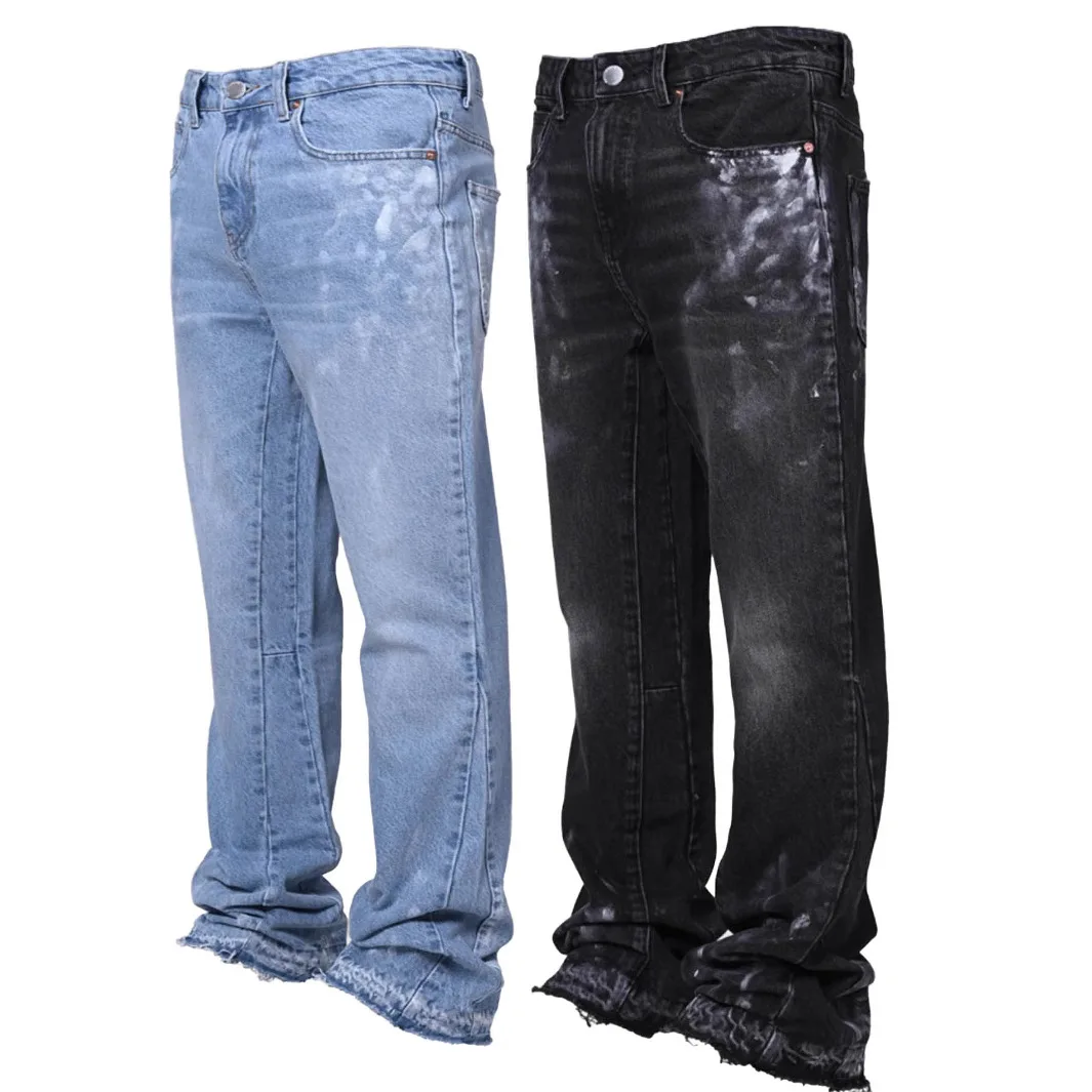 Jeans Men Vintage Straight Pants Mid Waist Stretch Distressed Washed Pockets Button Basics Trousers 2026 Streetwear Denims