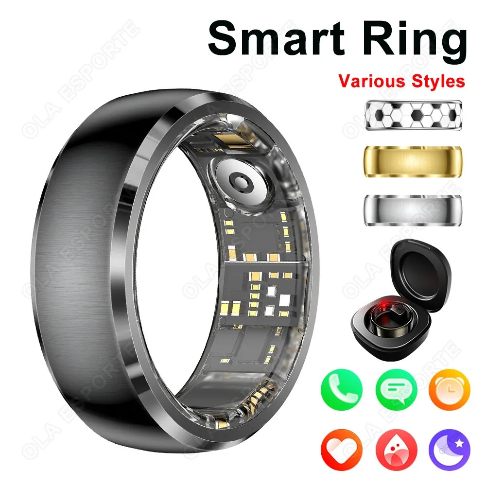 2026 Neuer Smart Ring mit Ladecase für Männer und Frauen Schlaf-Gesundheitsüberwachung 5ATM&IP68 Wasserdicht Multi-Sport-Modus Fitness-Ringe