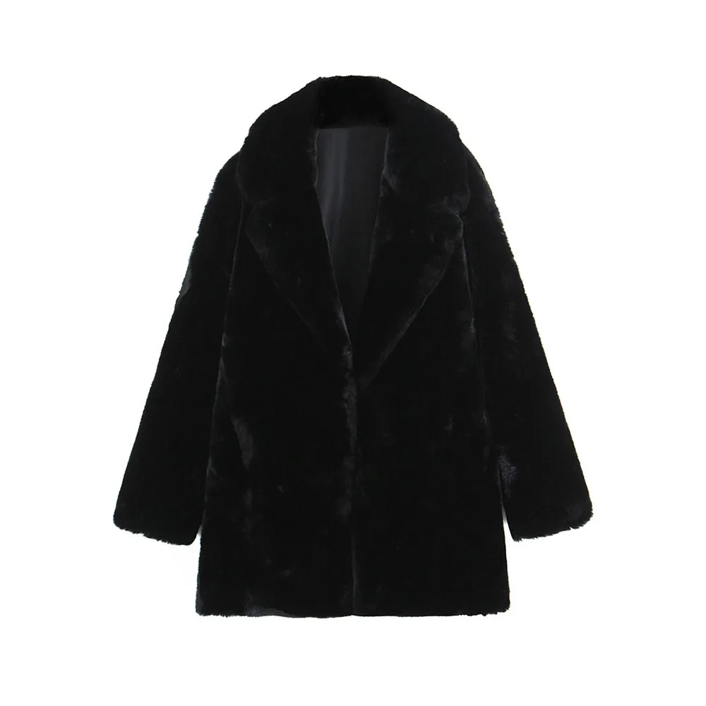 

Зимняя новая женская одежда, темперамент, универсальное пальто из искусственного меха средней длины с длинными рукавами, куртка