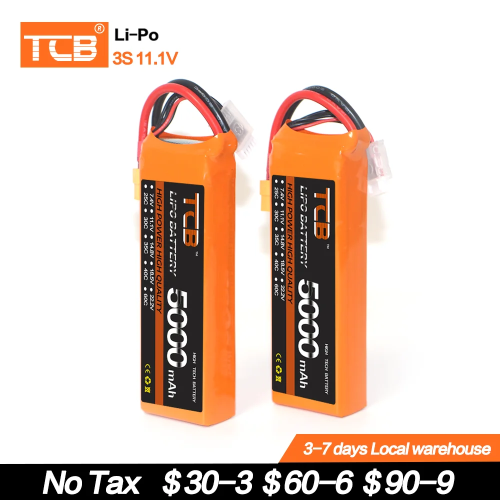 

TCB RC LiPo Battery 3S 11.1V 5000mAh 25C 35C 60C For RC Airplane Helicopter Quadrotor Car Boat Truck Tank RC Lithium Batteries