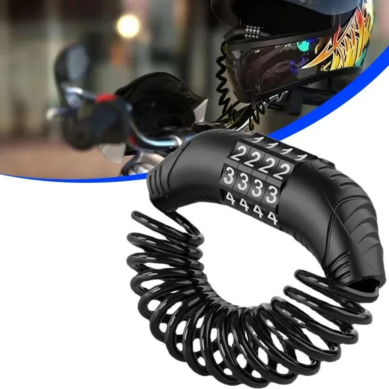 4-Digit Combination Lock for Bicycle Motorcycle - Steel Cable Password Lock , Anti-Theft Helmet Lock Security Chain