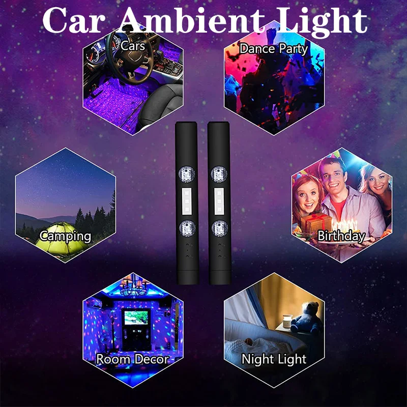 

Car Interior Ambient Lights USB Rechargeable LED Starry Projector Light Wireless Atmosphere Decoration Lamp Party Light for Home