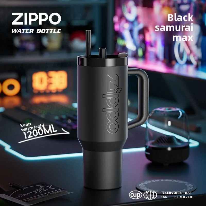 

Изолированная соломенная чашка Zippo, 1200 мл, автомобильная чашка большой емкости, 316, внутренняя чашка для воды с вкладышем, чашка Ice King, чашка с ручкой