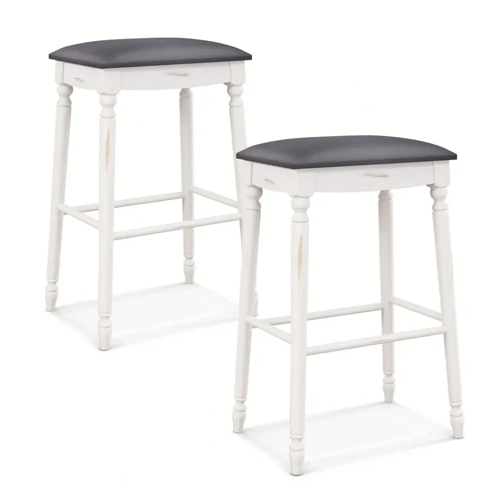 

Bar Stools Sillas Para Barra Alta2 PCS 24 29 Counter Bar Height Bar Stools Backless Bar Stools With Faux Leather Cover WhiteGray