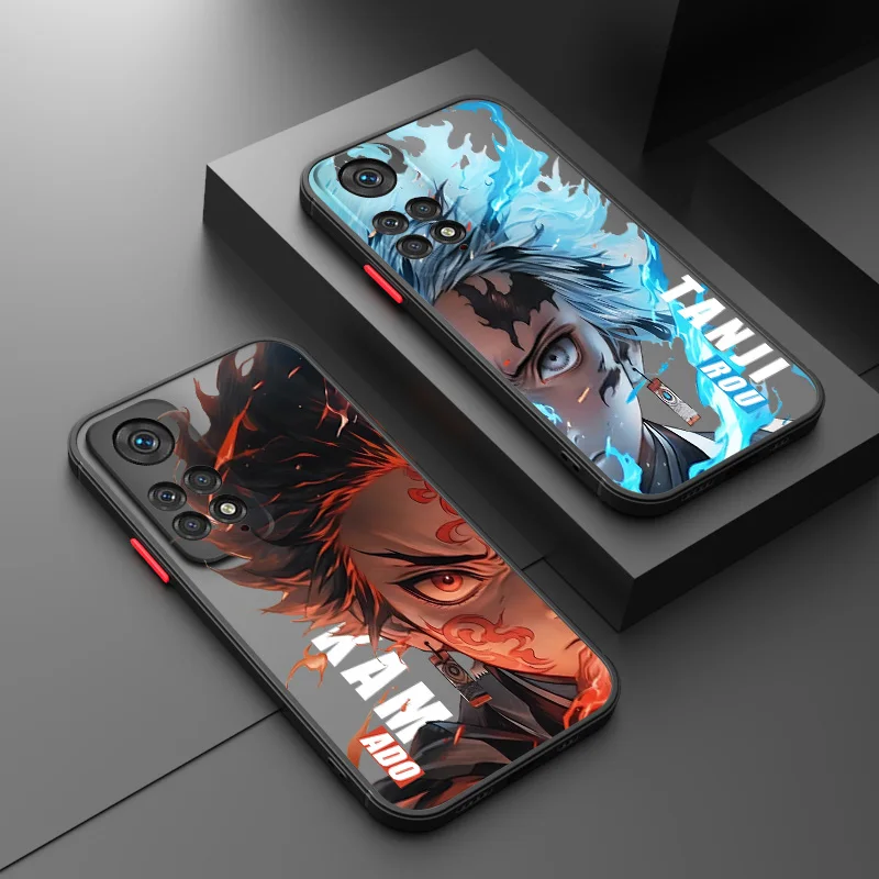 Kamado tanjiro Demon Slayer Phone Case For Xiaomi Redmi Note 6 7 8 9 S T 10 Pro Max Lite 4G 5G Frosted Translucent Funda Cover