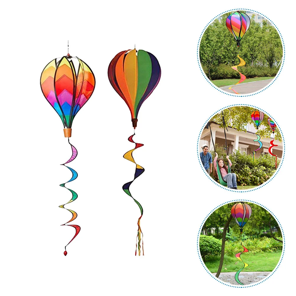 2pcs Spiral Hot Air Balloon Pendants Garden Yard Hanging Wind Spinners Decorations wind socks and spinners