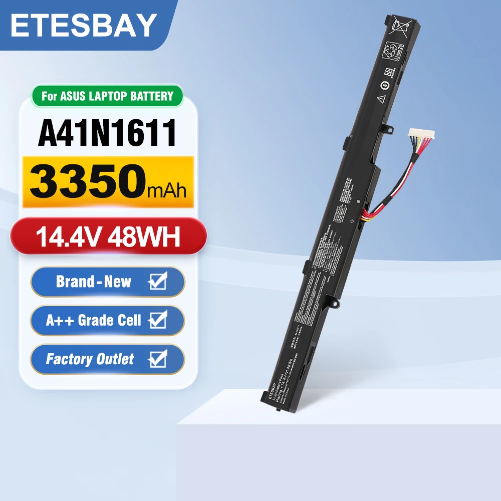 

ETESBAY A41N1611 Laptop Battery For ASUS ROG Strix GL553 GL553VD GL553VE GL553VW Series A41LK9H A41LP4Q A41LK5H 14.4V 48WH
