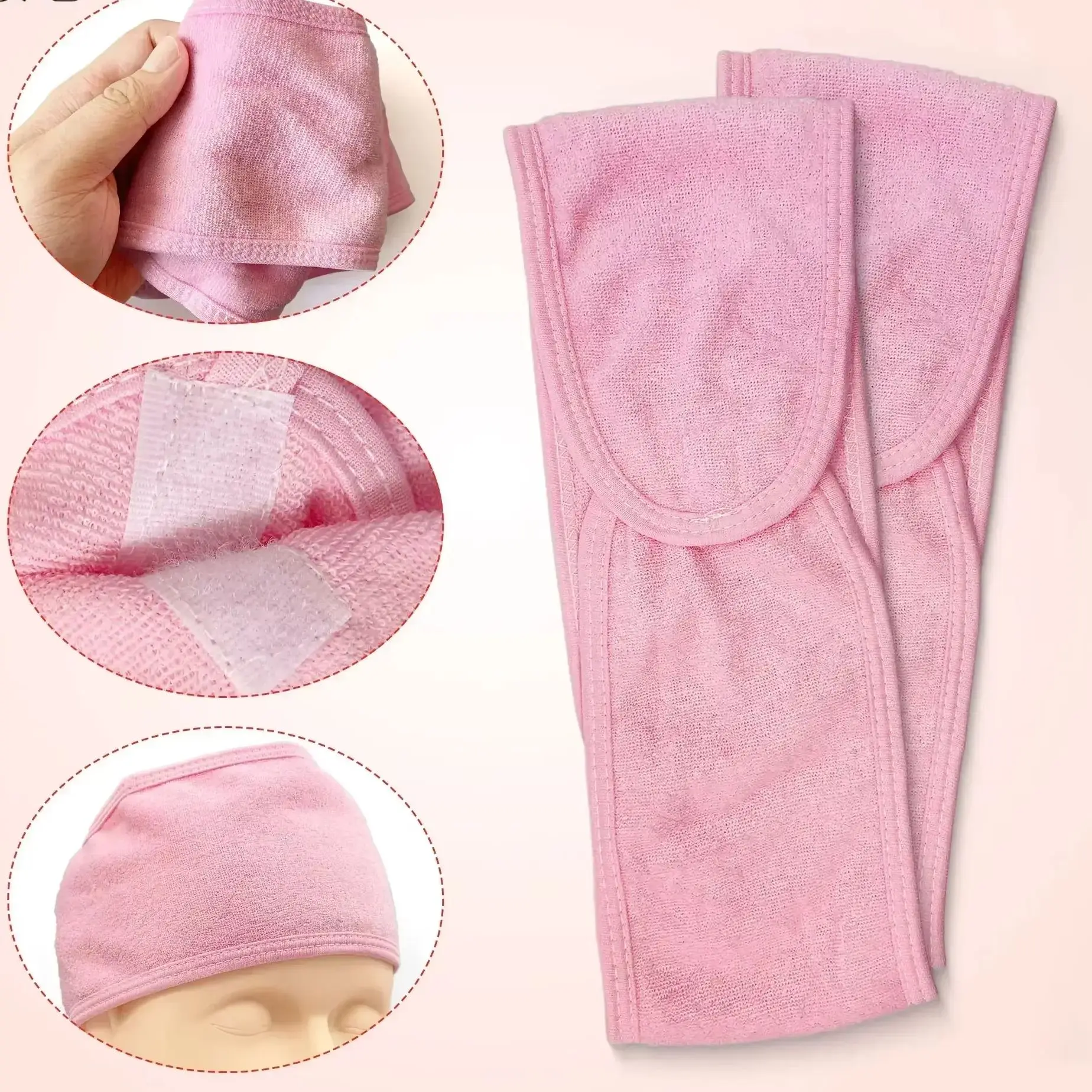 1pc Headband Makeup Headscarf for Eyelash Extension Supplies Spa Facial Headband Stretch Towel with Magic Paste Makeup Tools