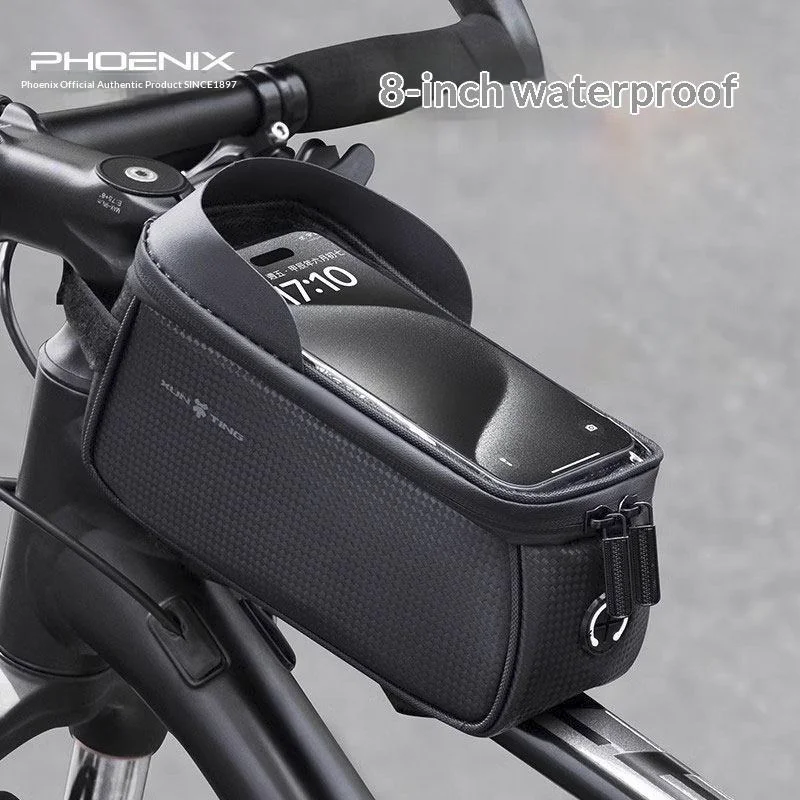 Neuerscheinung 1,6L Hartschalen-Fahrrad-Oberrohrtasche 8 Zoll TPU Touchscreen Wasserdicht mit Kopfhöreranschluss für MTB Rennräder