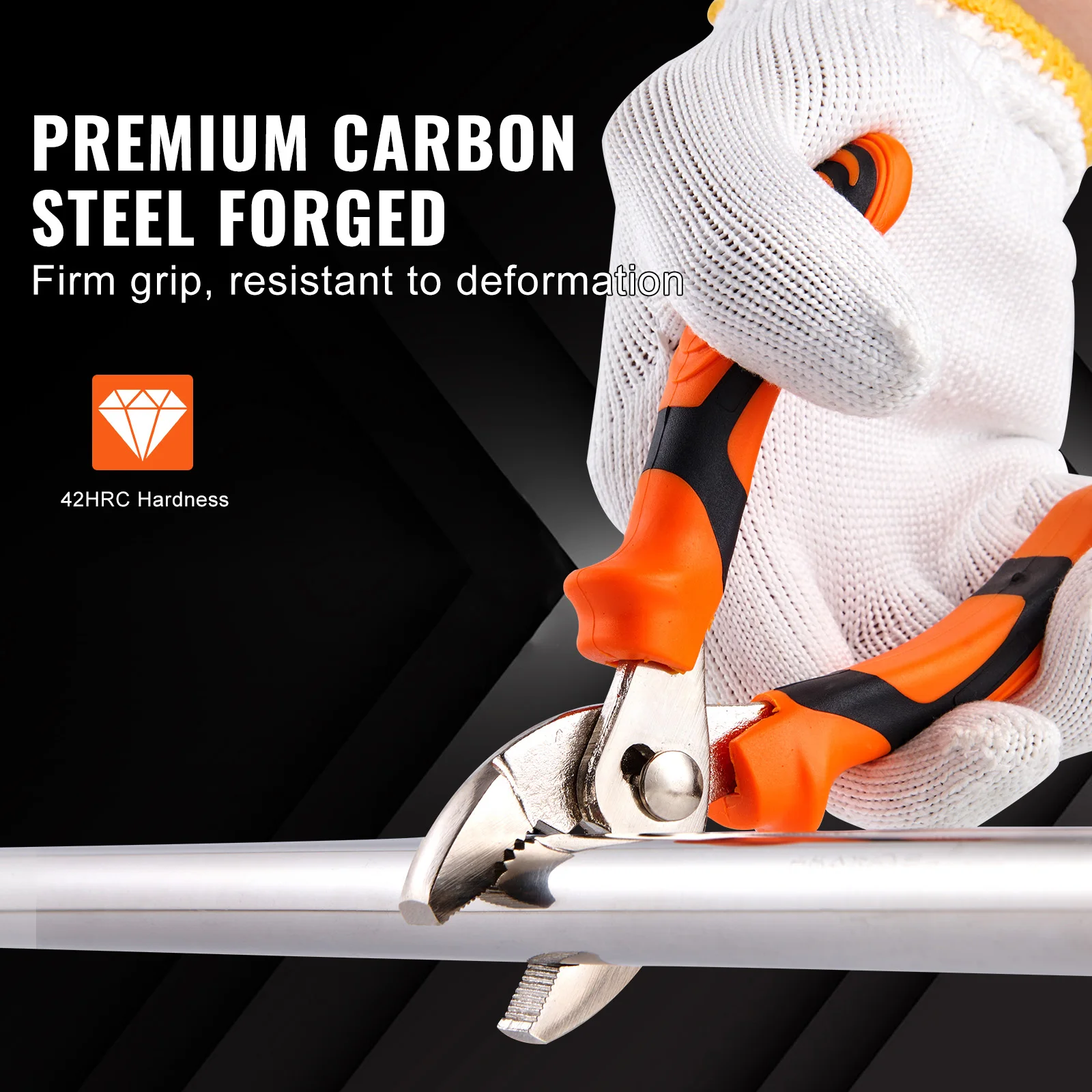 SucceBuy Set di 8 pinze in acciaio ad alto tenore di carbonio 12"/10"/8" Pinze per giunti scanalati 8" Pinze per linisti 8" Pinze a becchi lunghi