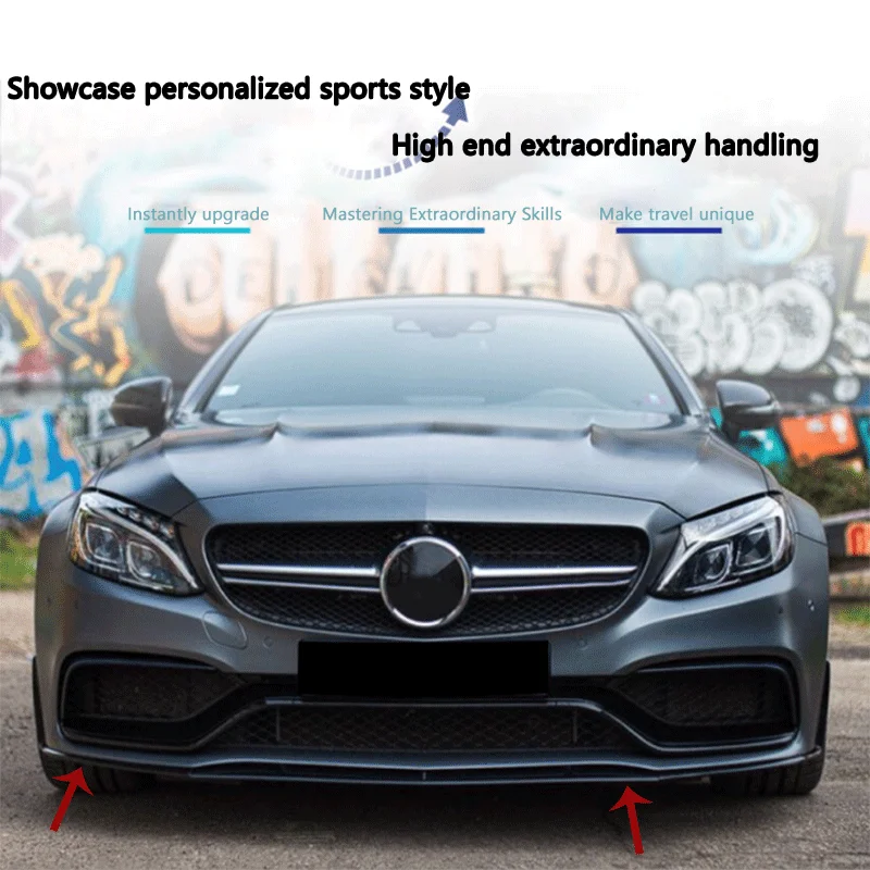 Suitable for 2015-2022 Mercedes Benz C-Class W205 C205 Coupe C63 AMG Special Wind Knife Front Lip Front Shovel Modification