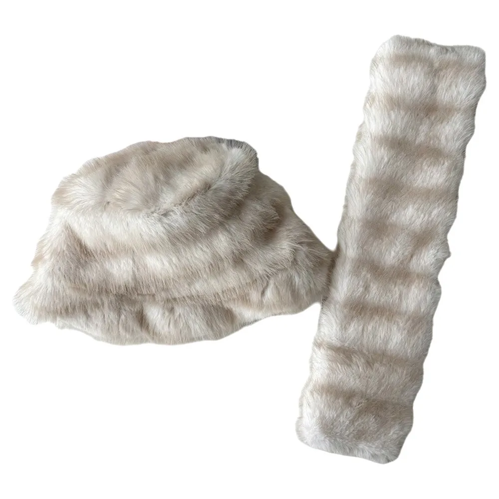 Fashion Thick Winter Hat Scarf Set Warm Faux Fur Faux Fur Hat Scarf Set Ear Protection Windproof Fur Snood Scarf Outdoor Travel