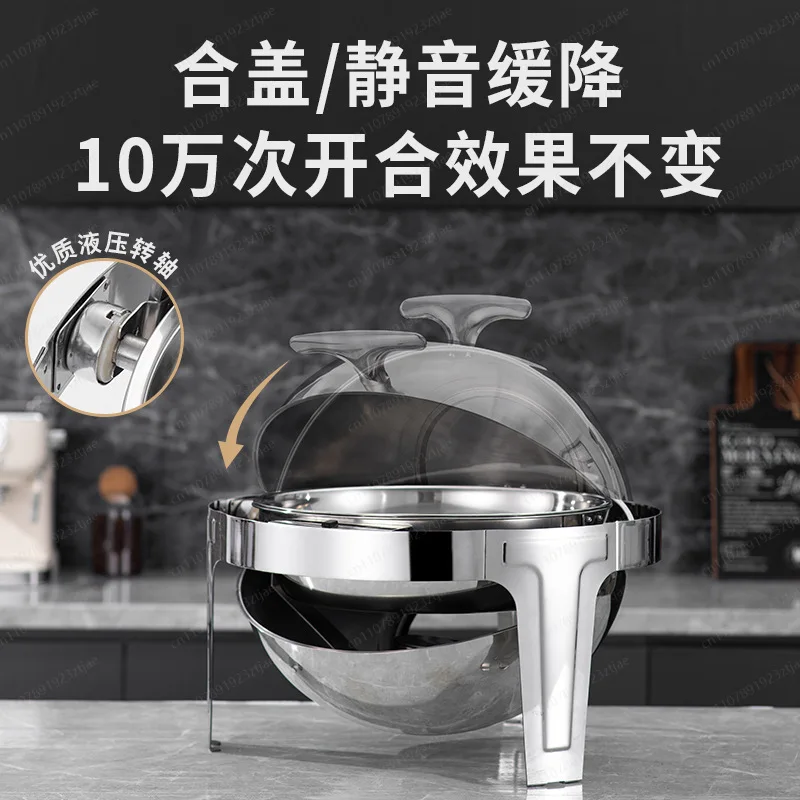 Stainless Steel Buffet Hotel Breakfast Round Buffet Electric Heating Flip-Top Buffet Warmer Breakfast