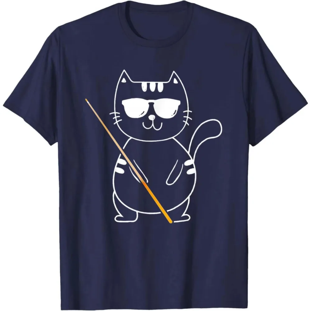 Billiard Cat Graphic T-Shirt Billiard Player 8-Ball Pool Snooker Cotton Summer Casual Unisex Streetwear Short Sleeve Tops