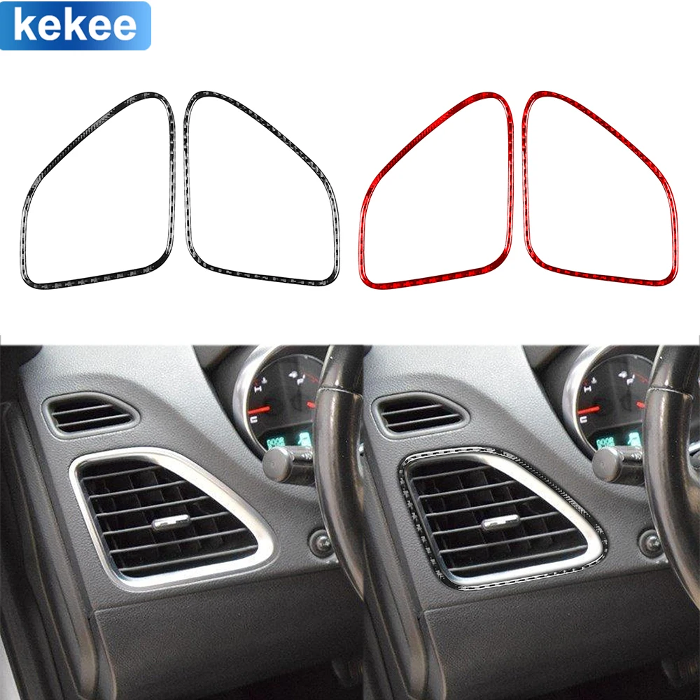 

For Dodge Avenger 2011 2012 2013 2014 Center Dashboard Side Air Outlet Cover Real Carbon Fiber Sticker Car Interior Accessories