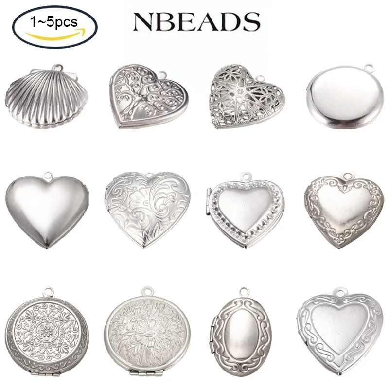 NBEADS 1-5 sztuk 304 ze stali nierdzewnej ramka na zdjęcia Charms medalion zawieszki dla naszyjniki kobiety mężczyźni nekrobiżuteria