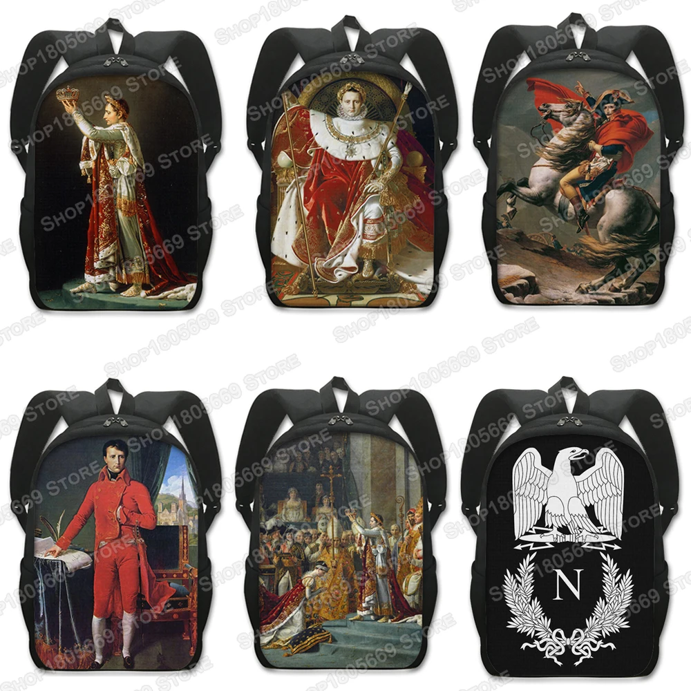 Emperor Napoleon Bonaparte Portrait Backpack Napoleon Sea Rucksack L Shoulder Bag for Travel Teenage Daypack School Bags Bookbag