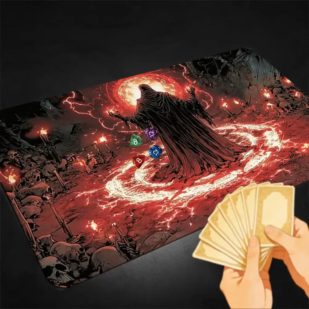 Dark Necromancer Skull Hell Magic Circle Playmat Red Lightning SkeletonGraveyard AntiSlip Rubber Table Mat TCG Trading Card Game