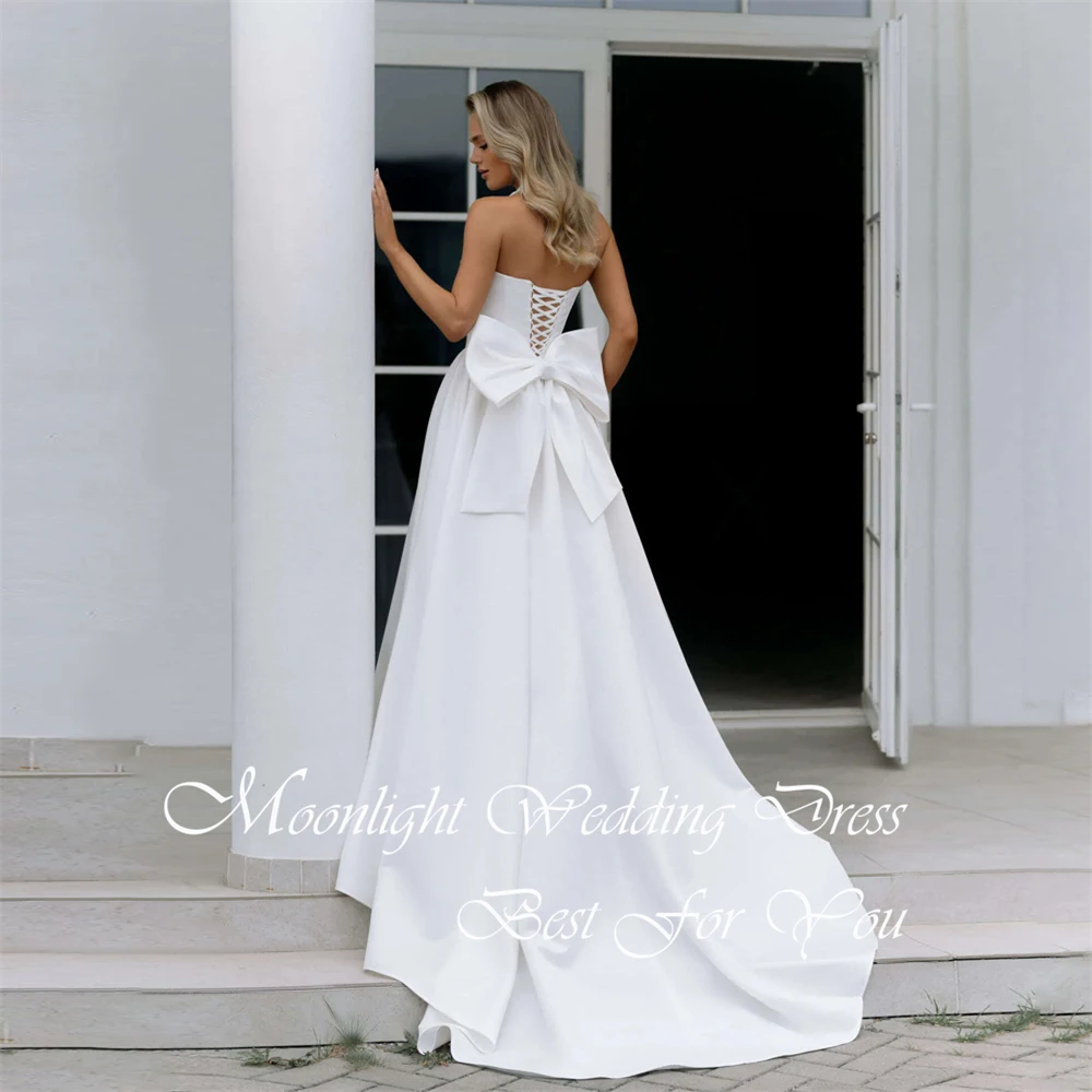 Modern Pleat Beading Sweetheart A-Line Wedding Dress Women 2026 Bow Backless Sleeveless Bridal Gown Vestidos De Novia Customized