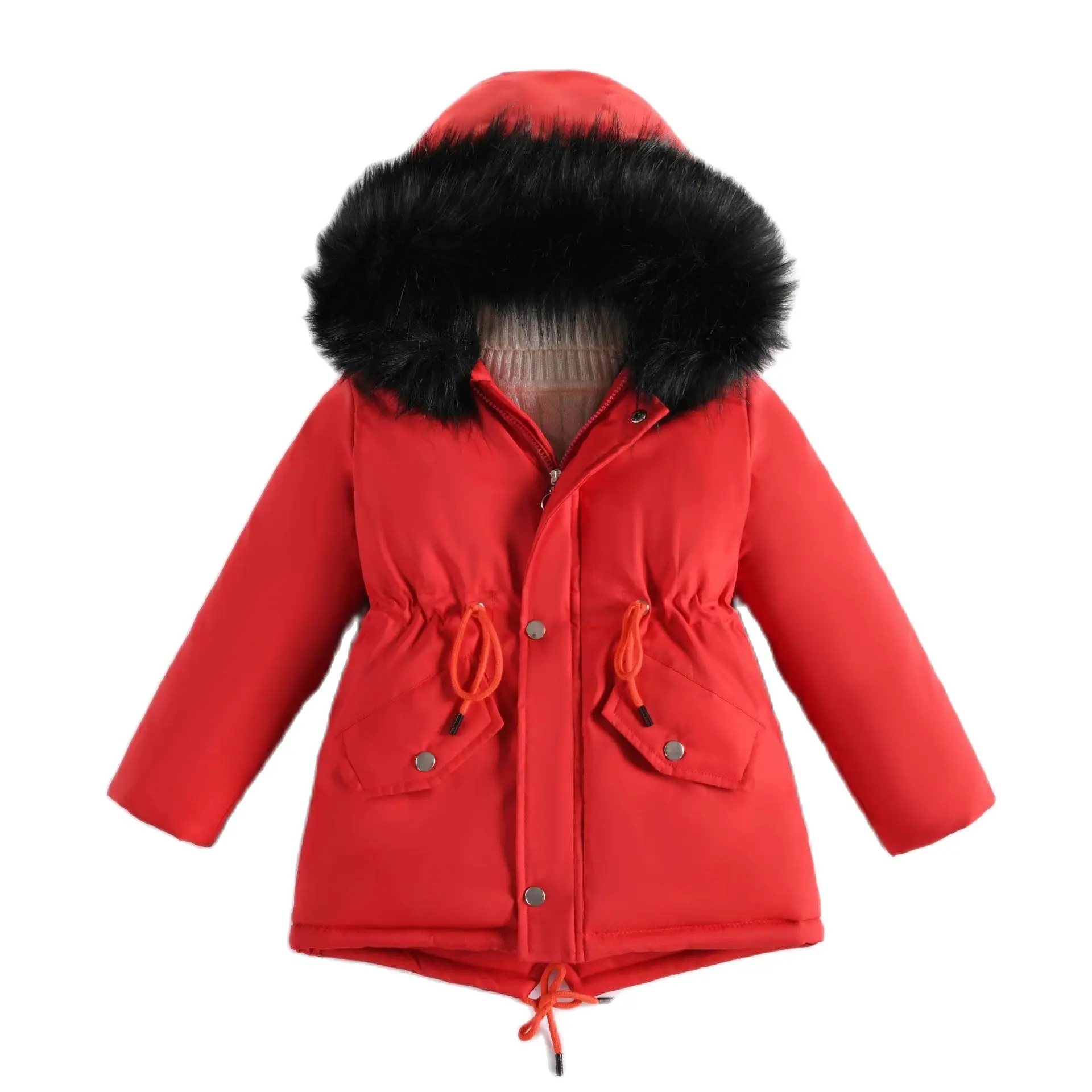 -30℃ New Children's Winter Coat with Plush Thickened Warm Girls' Hooded Cotton Coat Parker Little Girls' Fashion overcoat3-14Y