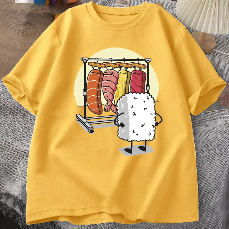 Sushi Wardrobe T Shirt Women Men Funny High Quality T-shirt Cotton Graphic T Shirts Loose Short-sleeve Pritned Tshirt Man Tops