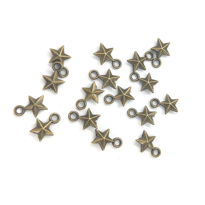 New Fashion 50pieces/bag 11*8mm Zinc Alloy  Star Charms Pendants DIY Necklaces Bracelets Earrings Jewelry Accessories