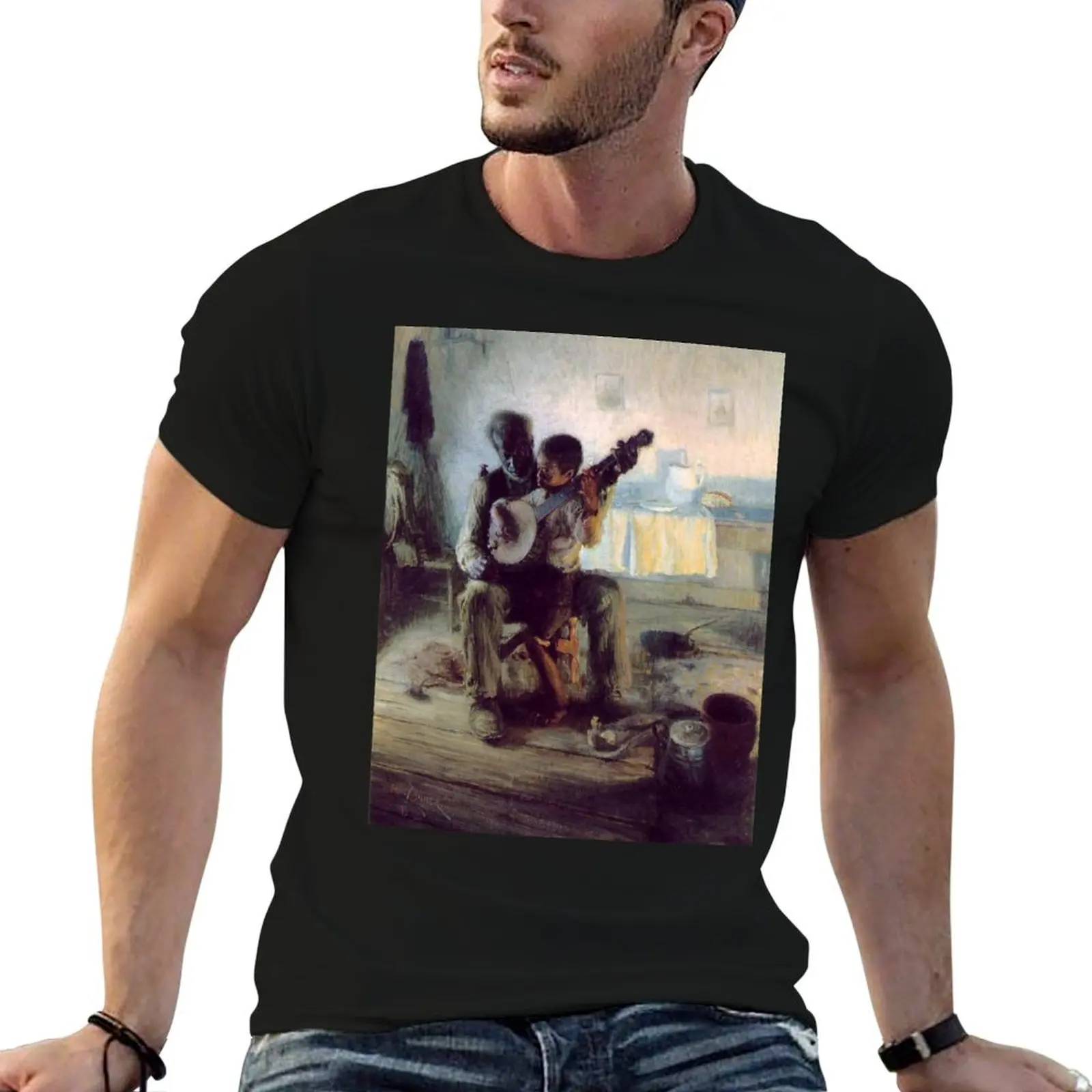 Henry Ossawa Tanner - The Banjo Lesson T-Shirt Minimalist Casual Short Sleeve Top