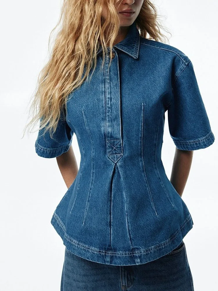 

Spring 2026 Women's Sweet Ele Comfortable Faionable Versatile Waist-Cinching Denim irt New Arrival Stage Costume