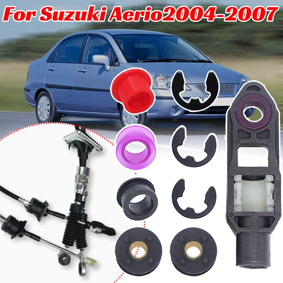 

9pcs Manual Gear Shift Selector Bushing repair kit For Suzuki Aerio Lever Linkage Adapter Selector Cable 2004 2005 2006 2007