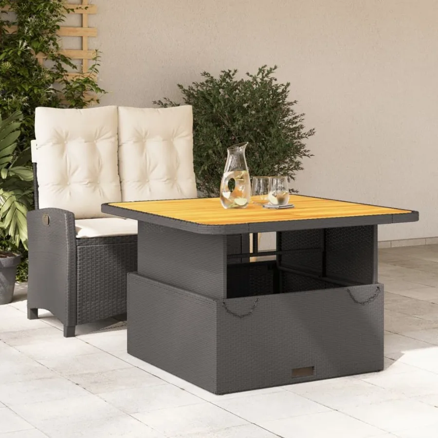 

Garden Dining Set Black Cream White