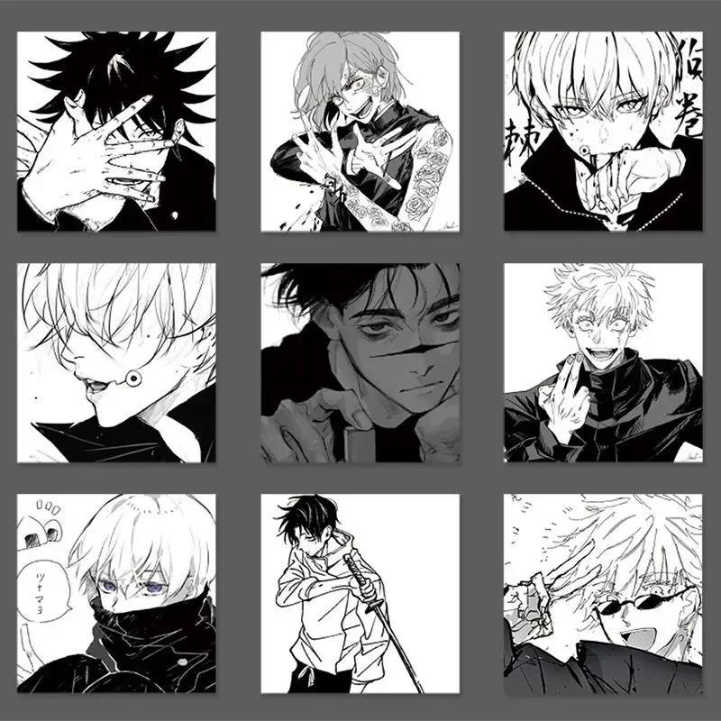 2024 New Satoru Gojo 50pcs Sticker Set Jujutsu Kaisen Itadori Yuji Anime Collection Black and white DIY waterproof sticker Gifts