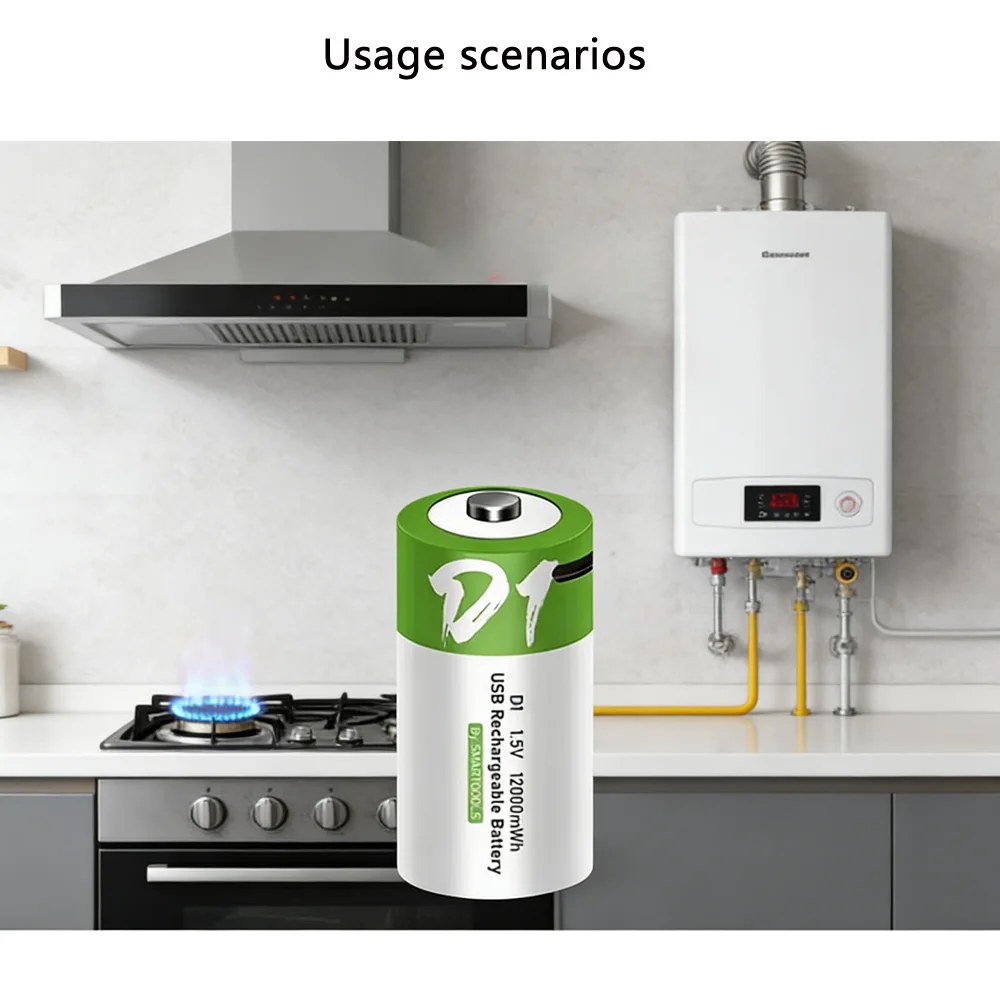 1.5V LR20 12000mWh D 사이즈 충전식 리튬 배터리(타입-C 충전 케이블 포함... - 5