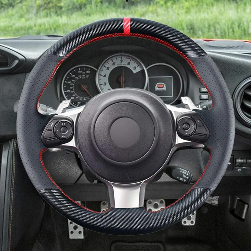 Carbon Fiber Steering Wheel Cover for Toyota 86 Coupe 2017 2018 2019 2020 2021 Subaru BRZ 2017-2020 Leather Interior Accessories