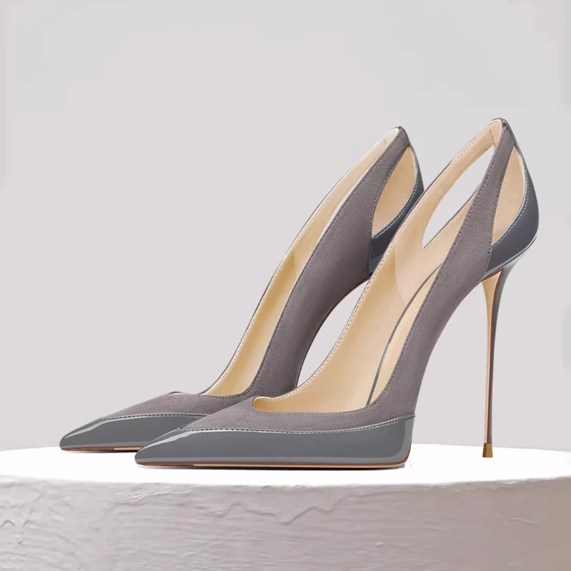 2026 Frühling Neu Französischer Stil Spleißdesign Nischen-Spitze Stiletto High Heels für Damen