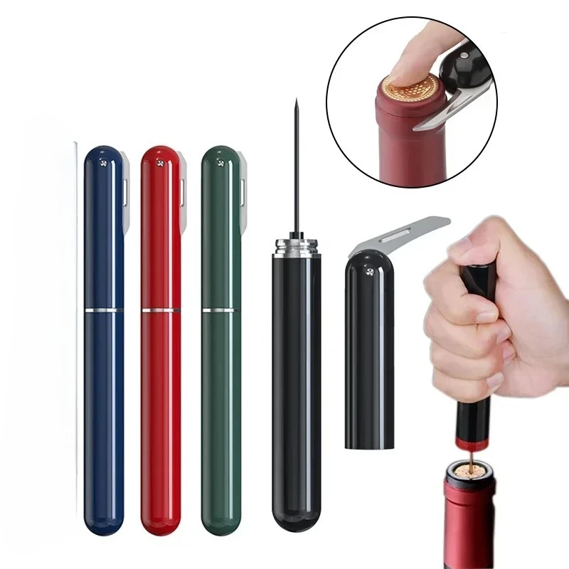 

Safety Air Pump Wine Bottle Opener with Foil Cutter Wine Corkscrew Stainless Steel Pin Wine Air Pressure Corkscrew Cork Remover