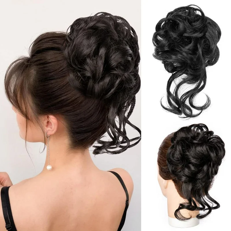 Messy Bun Hair Extensions for Women Natural Black Curly Hair MessyBun Hair Extensions