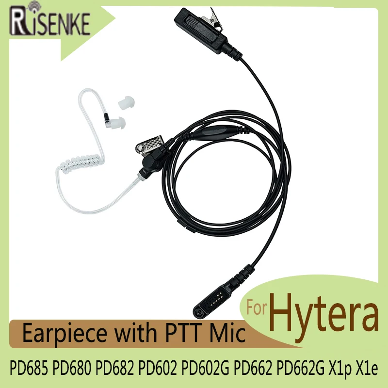 RISENKE-Two Way Radio Headset,Acoustic Tube Earpiece,PTT Mic,for Hytera PD685,PD680,PD682, PD602, PD602G,PD662, PD662G, X1p, X1e