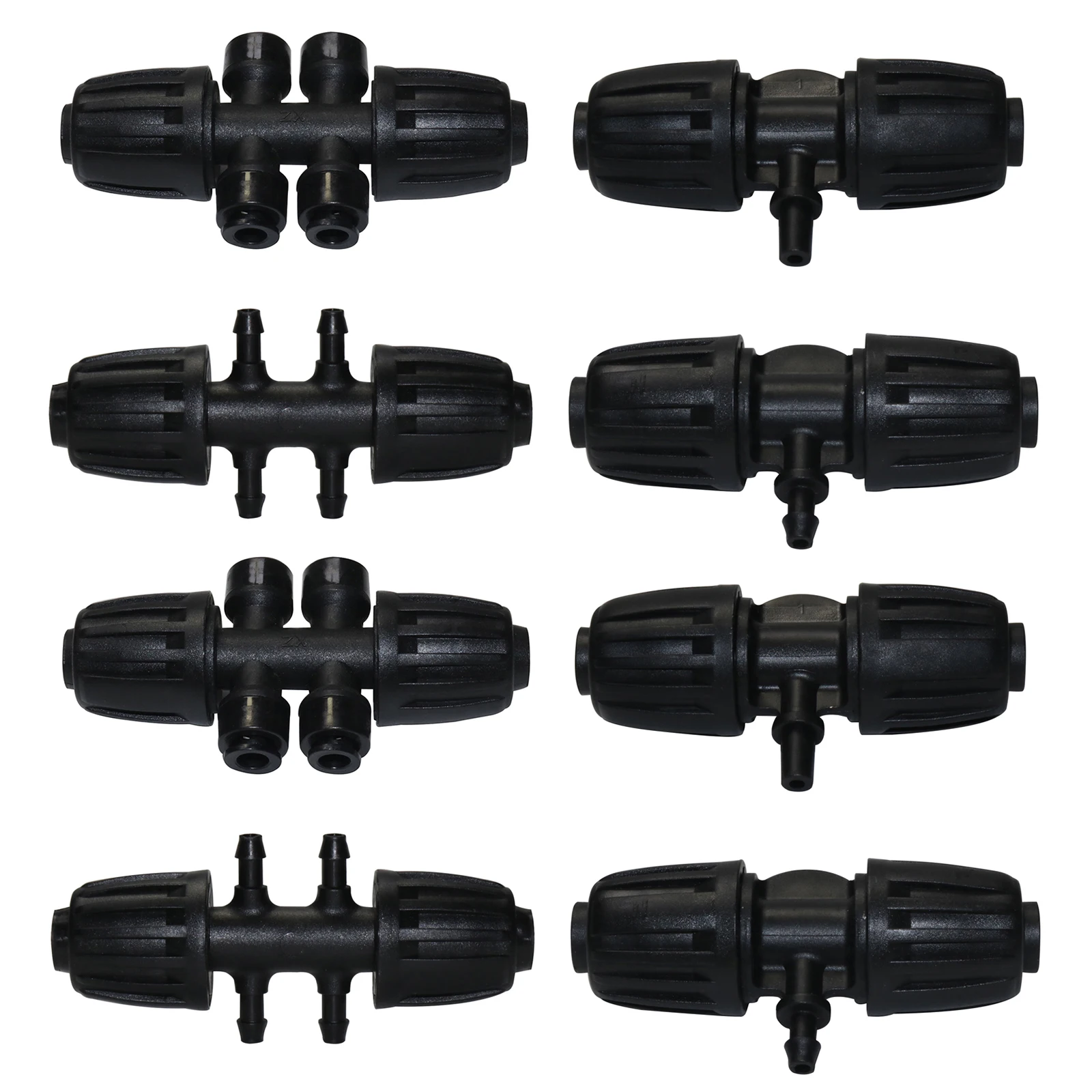 20Pcs 16mm to 4/7mm Tubing Connector Garden Flower Irrigation Water Adapter 6-Ways PE Tubing to 1/4'' Micro Hose Connector Joint