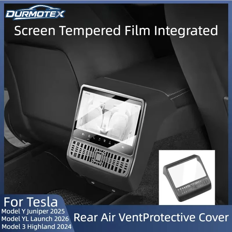 For Tesla Model Y Juniper/ YL Launch / 3 Highland Rear Air Vent Protective Cover Screen Tempered Film Integrated Car Accessories