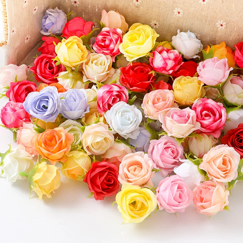 10/20/50 Stück künstliche Rosenblüten, 4 cm, Seidenblumen für Hochzeitsdekoration, Heimdekoration, Girlande, Bastelzubehör, Geschenkzubehör