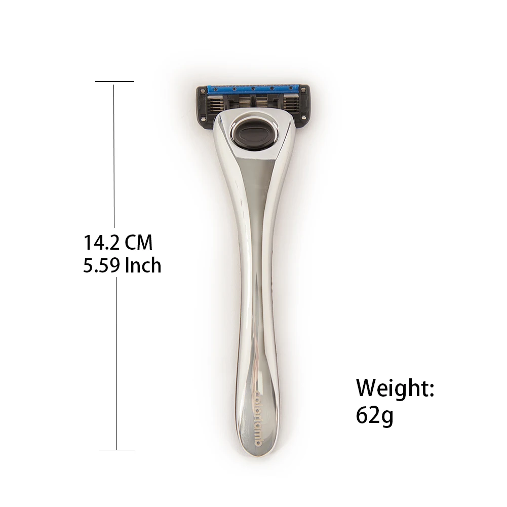 Colorlamb Silver Color Men Razor for Shaving Barber Tool Classy Manual Shaver with 2PCS 5 Layer Blades Cartridge