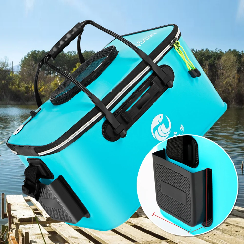Neue EVA Angeltasche Zusammenklappbarer Fischereieimer für Lebendfisch-Box Camping Wasserbehälter Pfanne Becken Angelausrüstung Aufbewahrungstasche 30-50cm – Detail 4