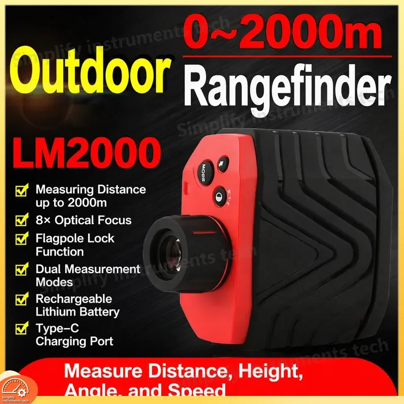 LM2000 Laser Rangefinder Telescope High Precision Outdoor Handheld Distance Meter for Golf Hunting Hiking Surveying Sports