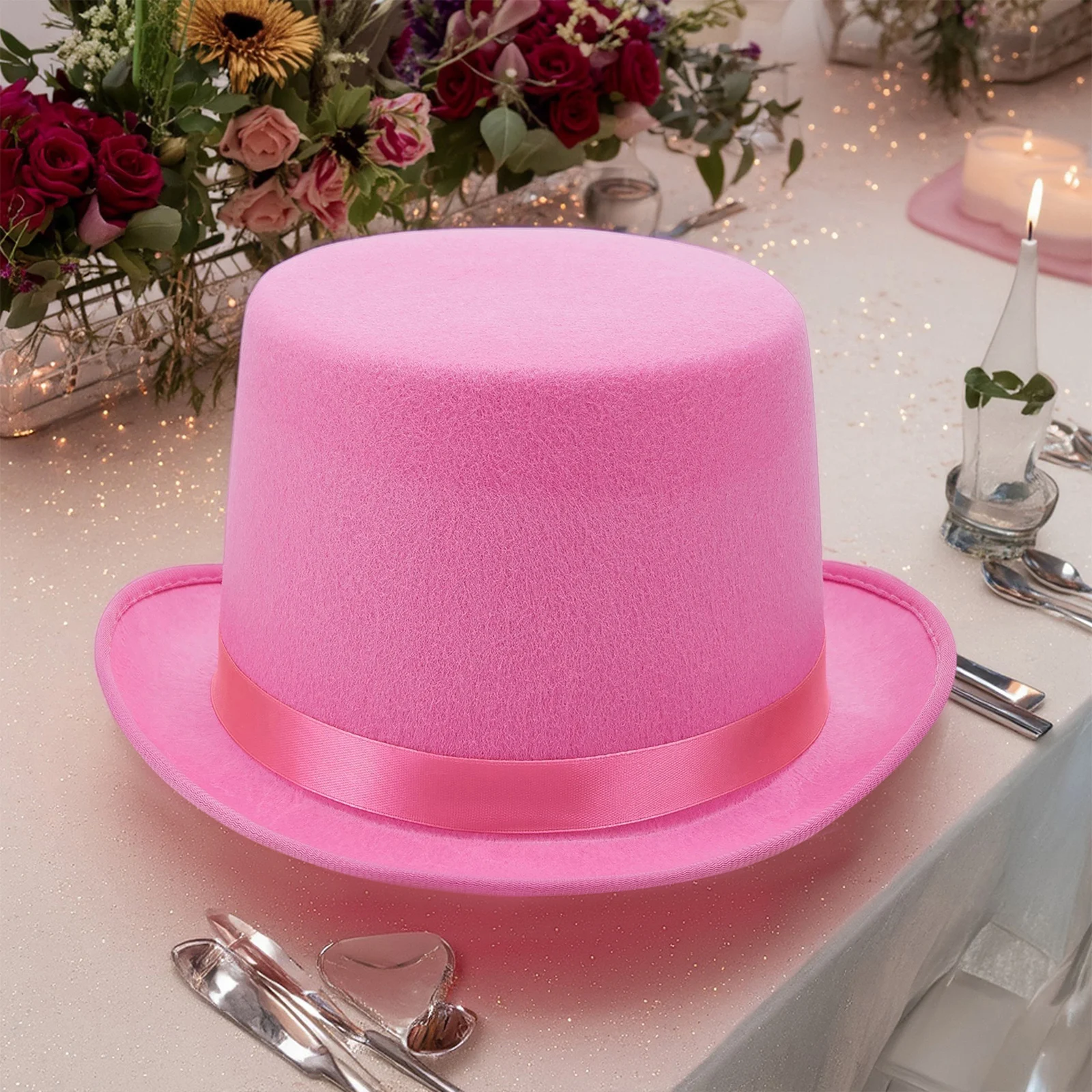Men Women Elegant Top Hats Deluxe Tuxedo Fedoras Caps Solid Color Magician Hat for Club Party