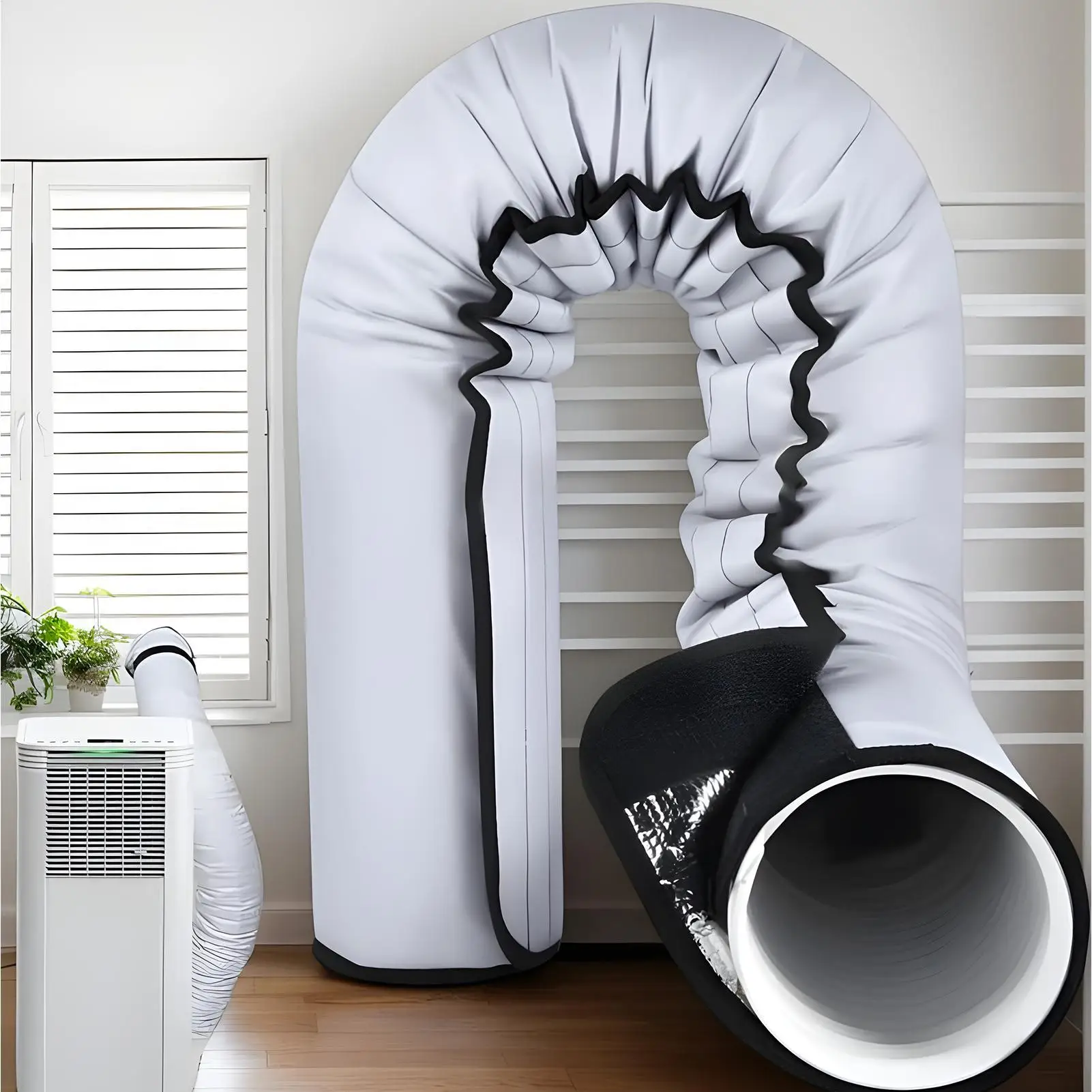 

AC Hose Insulation Sleeve With 3 Buckle Straps Reusable AC Exhaust Hose Tube Cover AC Air Vent Insulation tube Cover