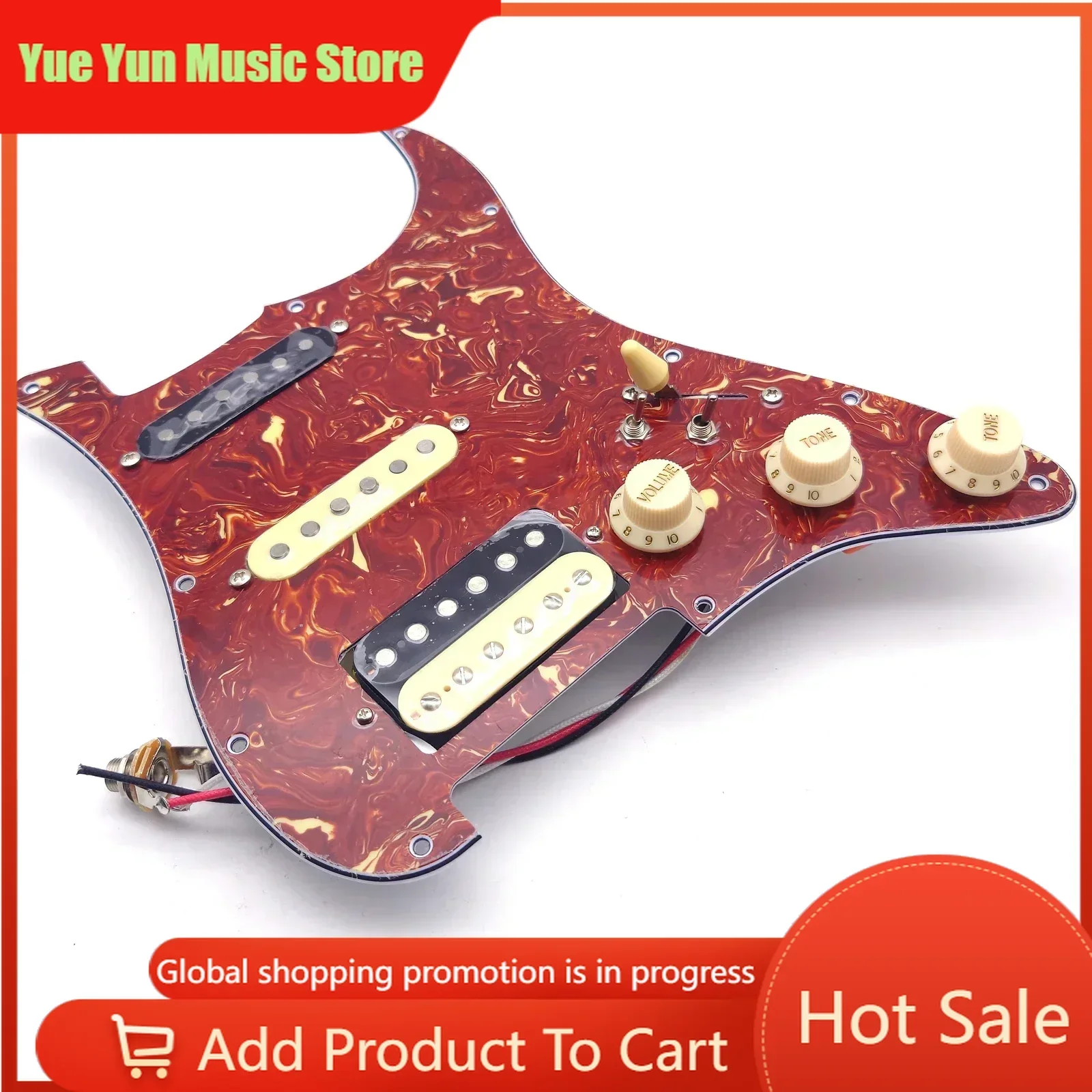 Yue Yun Music Store-Discount Hot Sale-Electric Guitar Prewired Loaded Pickguard Set SSH Alnico 5 Humbucker Pickup ST Guitar Part