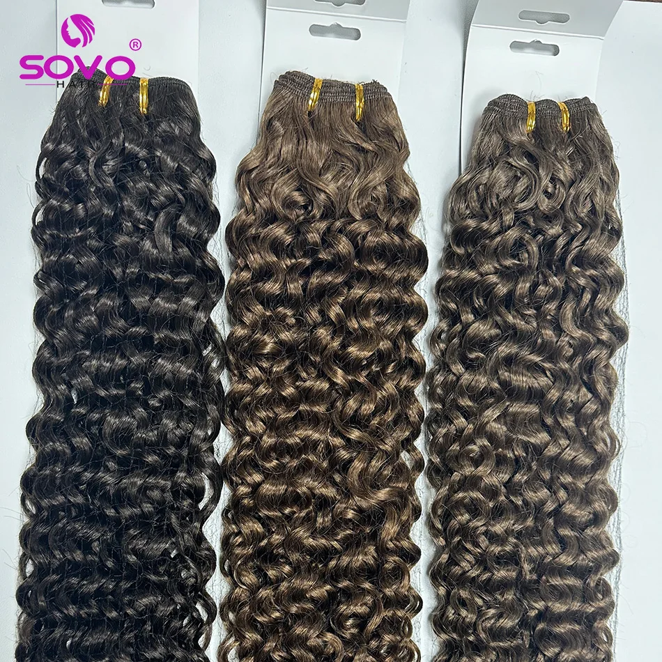 Water Wave Hair Weft Blonde Human Hair Extensions Curly Weave Hair Bundles Weft 1PC 100g Piano Color P6/613 Brazilian