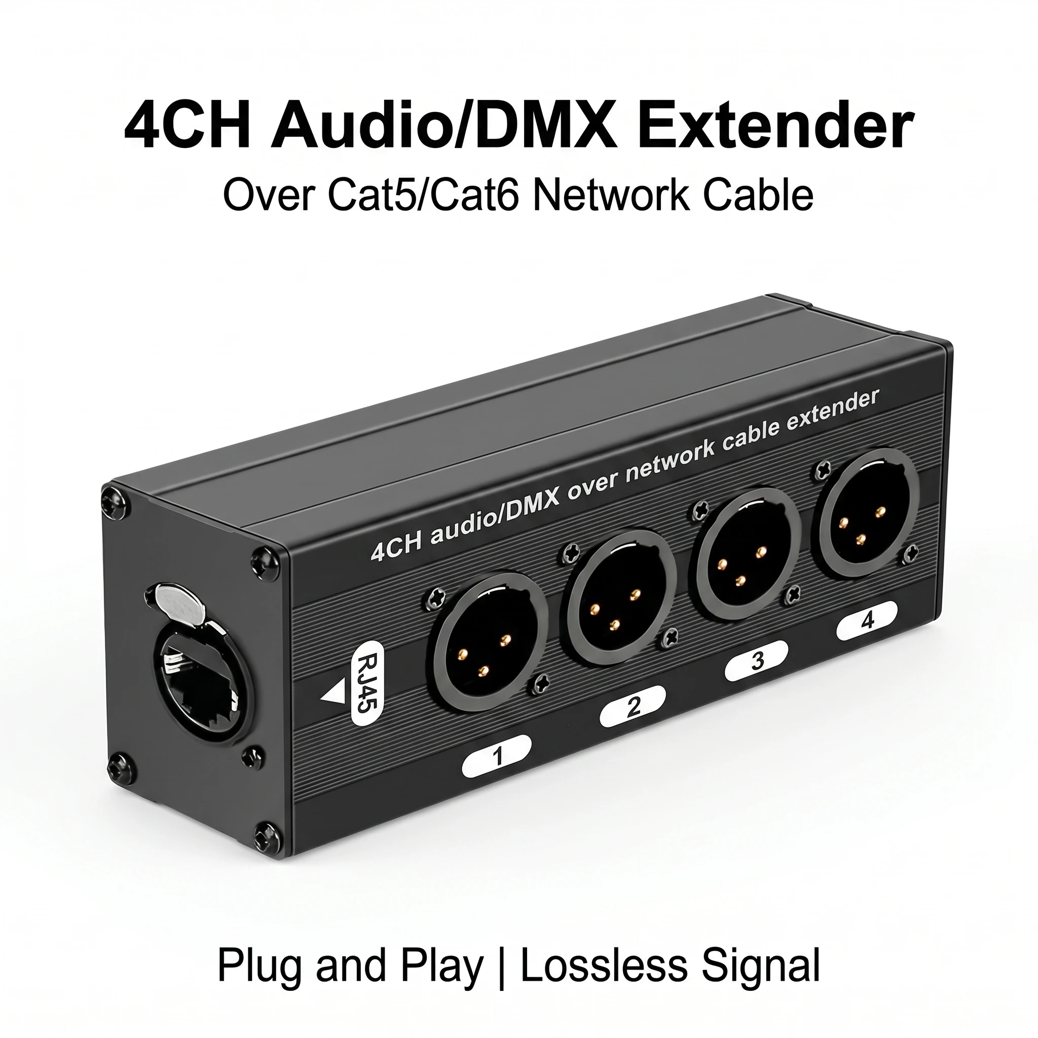 4-Channel Multi-Network 3-Pin XLR/DMX/AES-EBU to RJ45 Ethernet Extender Kit, Suitable for Stage Sound and Recording Studio