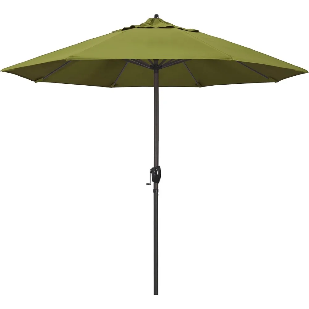 

9' Round Aluminum Patio Umbrella, Crank Lift, Auto Tilt, Bronze Pole, Ginkgo